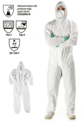 Tuta da Lavoro Protettiva Monouso Classe 5/6 Polipropilene Bianca - Immagine 1 di 4