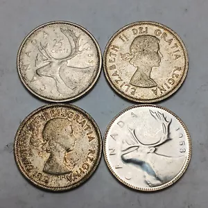 1x 1953 Canada 25 Cents - 80% Silver - Canadian Quarter Dollar - Elizabeth II - Picture 1 of 2