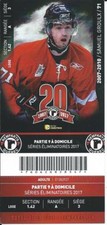 QMJHL Ticket - Quebec Remparts 20th Anniversary SAMUEL GROULX #71