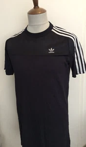 RETRO ADIDAS T-SHIRT DRESS SIZE LADIES 14 BLACK - Picture 1 of 2