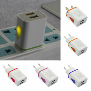 LED Indicator USB Wall Home Charger 2Ports Travel Phone Power Adapter Plug EU US