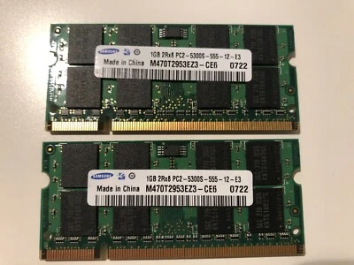 MEMORIA RAM Samsung 2 banchi da 1GB 2Rx8 667MHz DDR2 PC2-5300S M470T2953EZ3-CE6 - Immagine 1 di 2