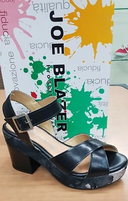 JOE BLAZER Sandalo moda con platò Made in Italy Pelle nera Tacco 80 n° 40 - Imagen 1 de 3