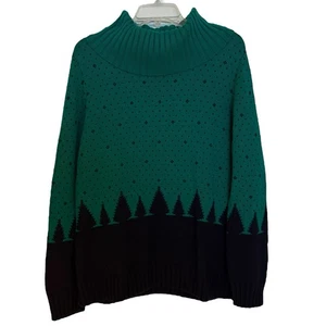 Suéter Talbots Árbol de Navidad XL Capucha Cuello Lana de Cordero Mezcla Vacaciones Acogedor - Imagen 1 de 8