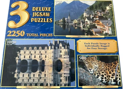 Chateau Chenonceau Hallstat Austria Leopard Puzzle 3 Puzzles NEW Sealed - Image 1 of 4