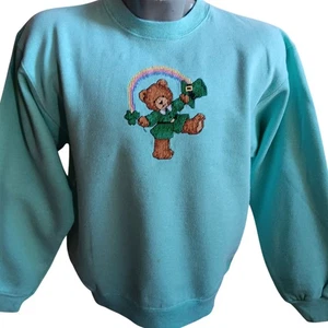 Sudadera Mujer Grande Hanes Vintage Años 80 Oso Duende Bordada Abuela - Imagen 1 de 5