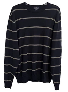 Brooks Brothers 346 Merino Wool Crew Sweater Sz XL Blue Striped - Picture 1 of 5
