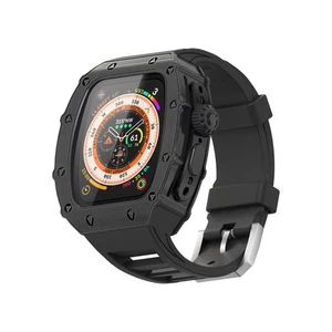 Coque Luxe pour Apple Watch Ultra 2 49mm Bracelet FKM, Coque Métal Pare-chocs Robuste + - Photo 1 sur 6