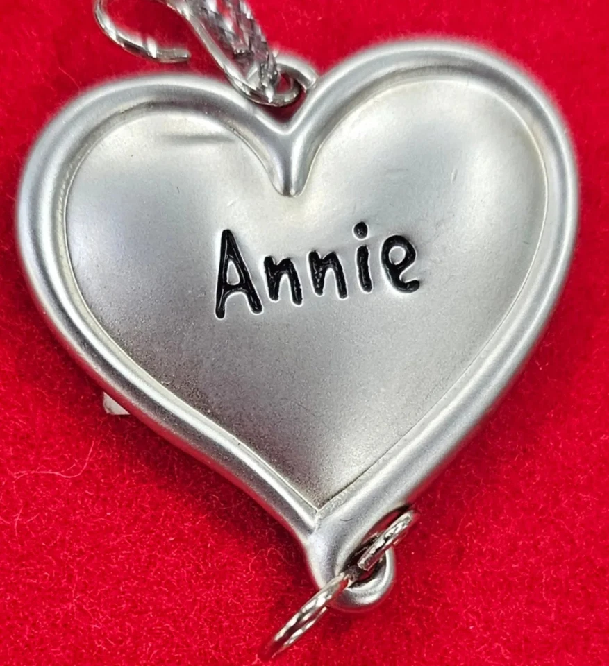 ANNIE Ganz Silver Tone Puff Heart Personalized Engrave Pendant Charm  - Image 1 of 1