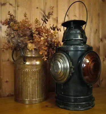 RARE ANTIQUE HANDLAN 4-WAY SWITCH RAILROAD LANTERN *FULLY FUNCTIONAL +BONUS PIC. - Image 1 of 4