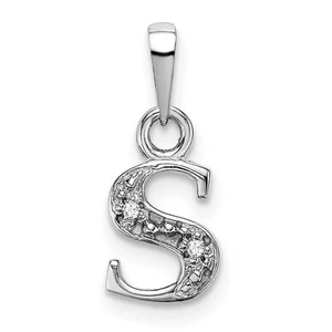 14k White Gold Rhodium-plated Diamond Letter S Initial Pendant Gift for Mother - Picture 1 of 4