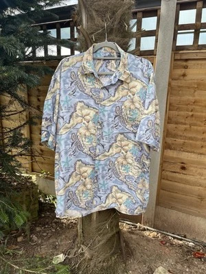 Vintage 90s Van Heusen Hawaiian Shirt With Island And Ocean Pattern, XXL - Image 1 of 4