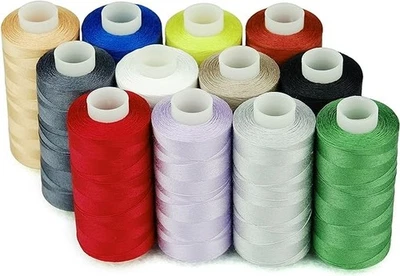 12 Multi Colors 100% Cotton Sewing Thread 550 Yards Each 50s/3 Quilting - Image 1 of 2