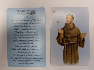 Saint Francis " Prayer for Peace " card (Lot of 2 LIGHTLY Laminated prayer cards - Picture 1 of 2