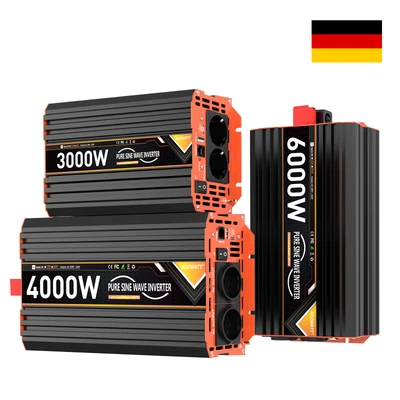 MARKENLOS Reiner Sinus Wechselrichter 3000W 4000W 6000W Spannungswandler 12V/24V 230V USB