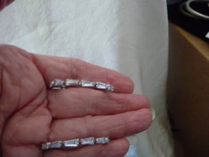 KUNSTLICHE BAGUETTE DIAMANT STRASS 1 1/4" CREOLEN OHRRINGE #14/14- - Bild 1 von 5
