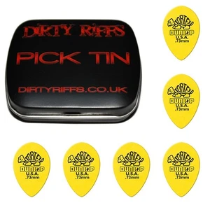 6 x Dunlop Tortex Small Teardrop 0.73mm Guitar Picks Plectrums In A Pick Tin - Picture 1 of 1