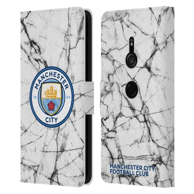 MANCHESTER CITY MAN CITY FC MARBLE BADGE LEATHER BOOK CASE FOR SONY PHONES 1 - Image 1 of 4
