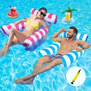 Pack de 2 inflables para piscina Lilo, hamaca de agua 4 en 1 con 2 portavasos y 1 - Imagen 1 de 5