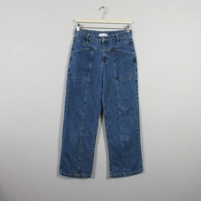 Jeans Habitual Mujer 4 Azul Algodón Denim Recto Tiro Alto Pierna Ancha Informal 608 Foto 1 de 4