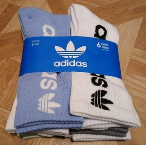 Adidas Originals Crew Socks 6 Pack Men's 6-12 Multicolors Brand New - Picture 1 of 3