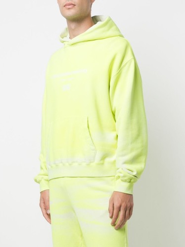 Felpa con cappuccio oversize Alexander Wang giallo fluorescente tinta logo stampa Taglia XL