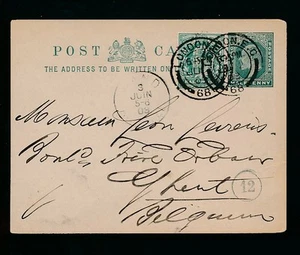 GB 1903 KE7 STATIONERY to BELGIUM UPRATED with F PERFIN - Picture 1 of 1