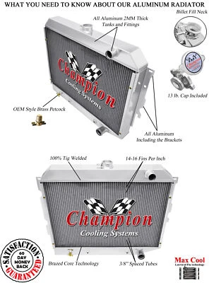Radiador DR Champion 3 filas para motor Dodge Charger Hemi 1968-1973 #CC1643B Foto 1 de 4
