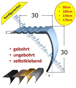 30x30mm •90-170cm •Treppenkantenprofil, Treppenkante, Winkelprofil ALU RUND  - Bild 1 von 6