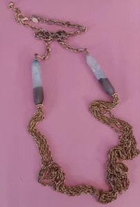 Vintage Chicos Double Quartz Gold Tone Chain Necklace With Tag - Picture 1 of 1
