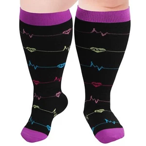 Plus Size Compression Socks for Women & Men Wide Calf 15-20 mmhg Knee High Su... - Picture 1 of 7