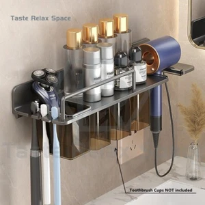 Bathroom Shelf Organizer Rack Storage Hair Dryer Toothbrush Holder Wall Mounted - Bild 1 von 9