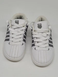 K-Swiss Childs Shoes Sz 1 White Gray Stripes - Picture 1 of 7