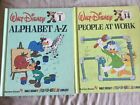 2 Vintage  Walt Disney Fun To Learn Library People At Work & Alphabet A-Z 