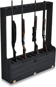 Portafucili Porta Fucili Organizzatore Stand Espositore in Legno Portaoggetti fino a 10 Pistole - Foto 1 di 8