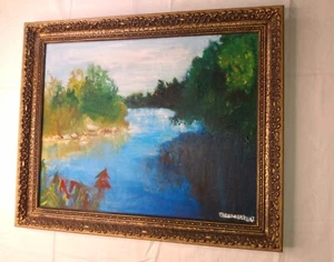 Beautiful Painting In A Vintage Gold Tone Ornate Frame signed Chamberlin - Picture 1 of 12
