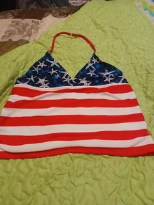Kids Size 14/16: OP Swimsuit Top American Flag - Picture 1 of 3