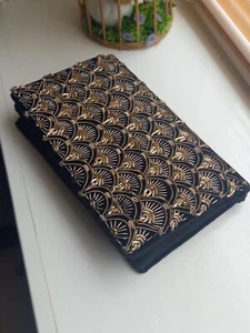 Vintage Black Velvet Indian Zardozi Gold Metal Work Embroidery Evaning Bag - Picture 1 of 9