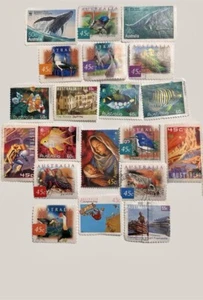 Worldwide Stamps Collections Lot Australia Lot Of 20 Vintage Stamps Off Paper - Picture 1 of 12