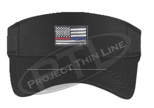 Embroidered Thin BLUE RED Line American Flag Police Law Firefighter Sun Visor - Picture 1 of 5