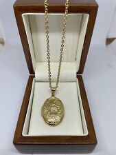 New 9CT Gold Filled Oval Locket Necklace Pendant with 20'' Chain