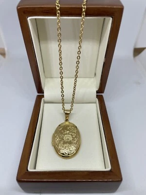 Nuevo Collar de Medallón Ovalado Oro 9CT GF Colgante con Cadena de 20 Foto 1 de 4