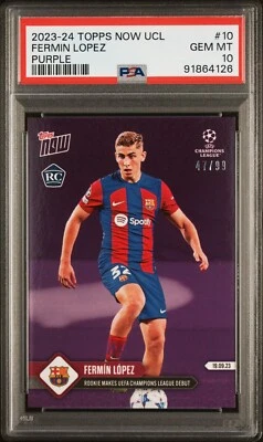 2023-24 Topps Now UCL #10 Fermin Lopez Purple /99 PSA 10 - Image 1 of 3