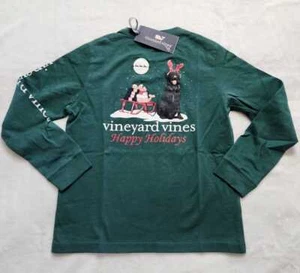 New boys 5 7 Vineyard Vines holiday dog sled long sleeve pocket Christmas tee - Picture 1 of 5