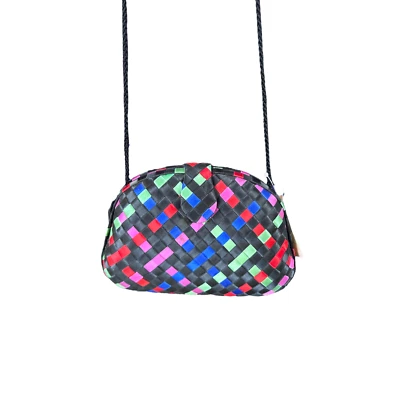 Bolso clutch bandolera vintage de satén arco iris tejido Magid de los 80 Deadstock Foto 1 de 4