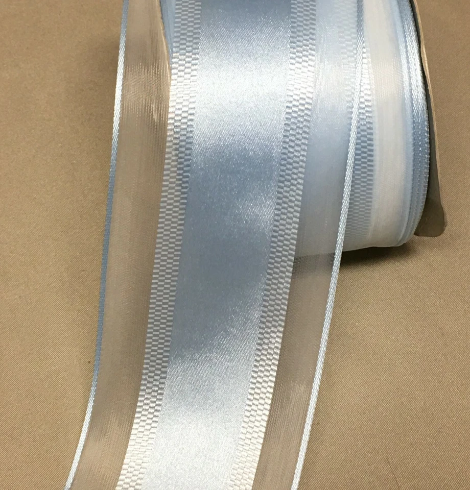 10 Yds. Lt. BLUE SHEER & SATIN RIBBON 2 3/4" W - Image 1 of 1