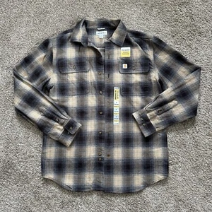 CARHARTT ORIGINAL FIT PLAID LONG SLEEVE SHIRT BLACK TAN MENS SMALL NWT (0464M) - Picture 1 of 12