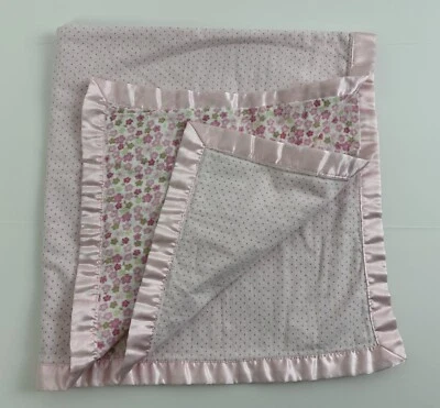 Cobertor de bebê rosa Carter's CHILD of MINE Lovey floral bolinhas flanela cetim - Imagem 1 de 4