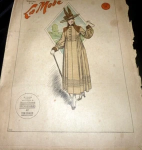 Antique 1910s LA MODE French Fashion Magazine + TRANSFER Pattern Catalog 1917 - Picture 1 of 5