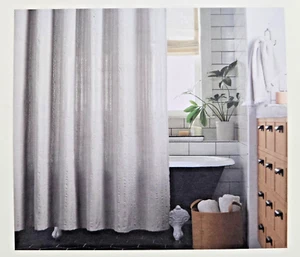 Gewebter Duschvorhang mit Knitterstreifen tiefgrau - Herz & Hand mit Magnolie - Bild 1 von 2